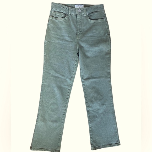 La Ligne The Meredith Jeans High Rise Crop Flare in Eloise Sage Green Size 26 - Picture 2 of 7
